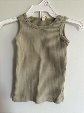 Quincy Mae Kids Ribbed Tank Top in Sage Green Summer Basic Gender Neutral